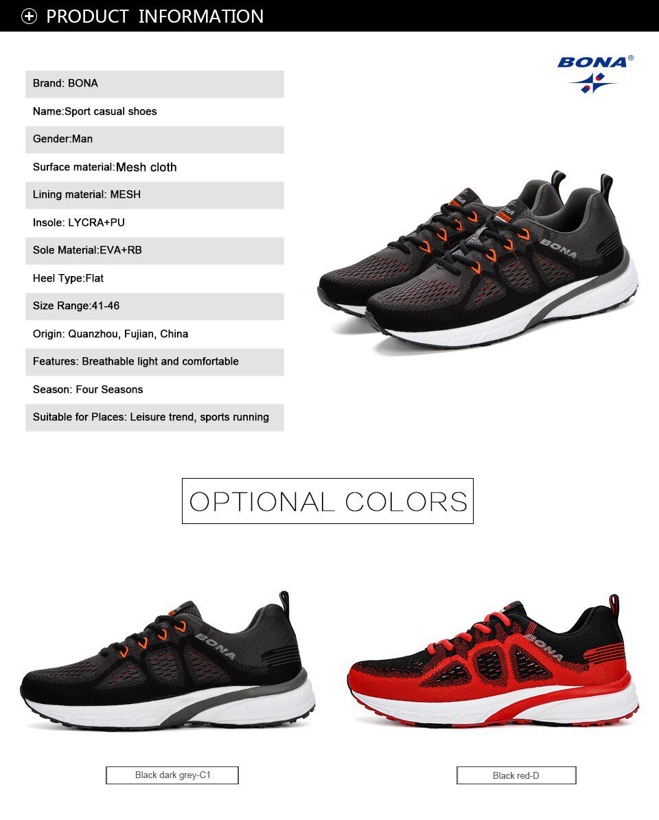BONA Sneakers Men Shoes Sport Mesh Trainers Lightweight Baskets Femme Running Shoes Outdoor Athletic Shoes Men BONA Sneakers Men Shoes Sport Mesh Trainers Lightweight Baskets Femme Running Shoes Outdoor Athletic Shoes Men