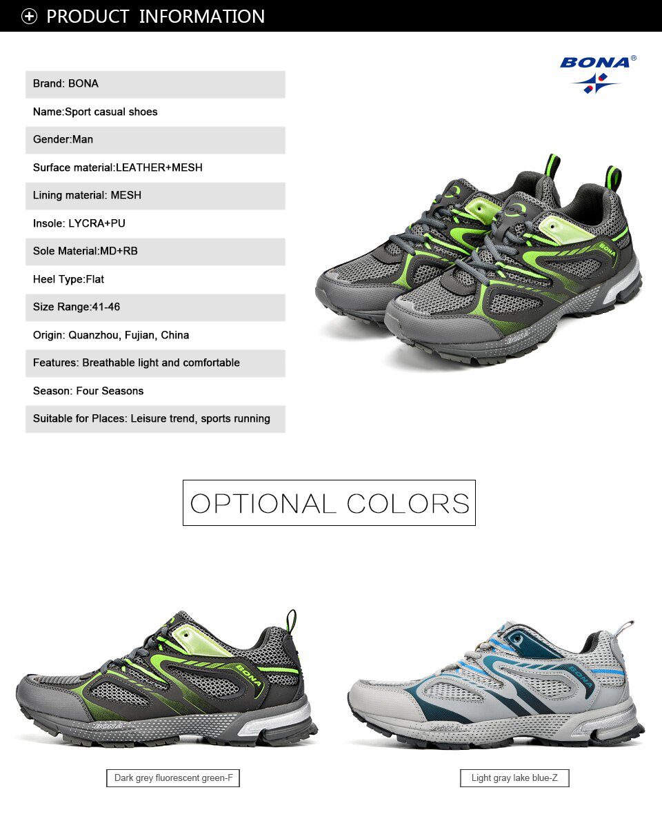 BONA New Arrival Classics Style Men Running Shoes Cow Split Mesh Men Sport Shoes Lace Up Outdoor Jogging Shoes Free Shipping BONA New Arrival Classics Style Men Running Shoes Cow Split Mesh Men Sport Shoes Lace Up Outdoor Jogging Shoes Free Shipping