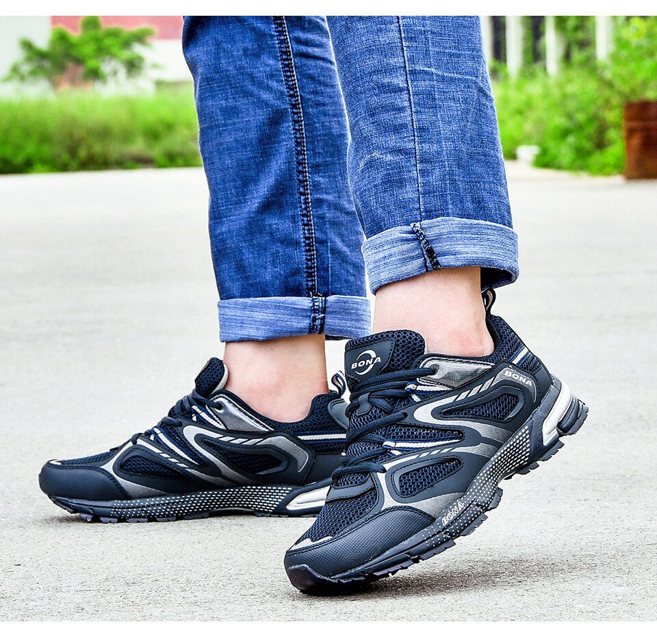 BONA New Arrival Classics Style Men Running Shoes Cow Split Mesh Men Sport Shoes Lace Up Outdoor Jogging Shoes Free Shipping BONA New Arrival Classics Style Men Running Shoes Cow Split Mesh Men Sport Shoes Lace Up Outdoor Jogging Shoes Free Shipping