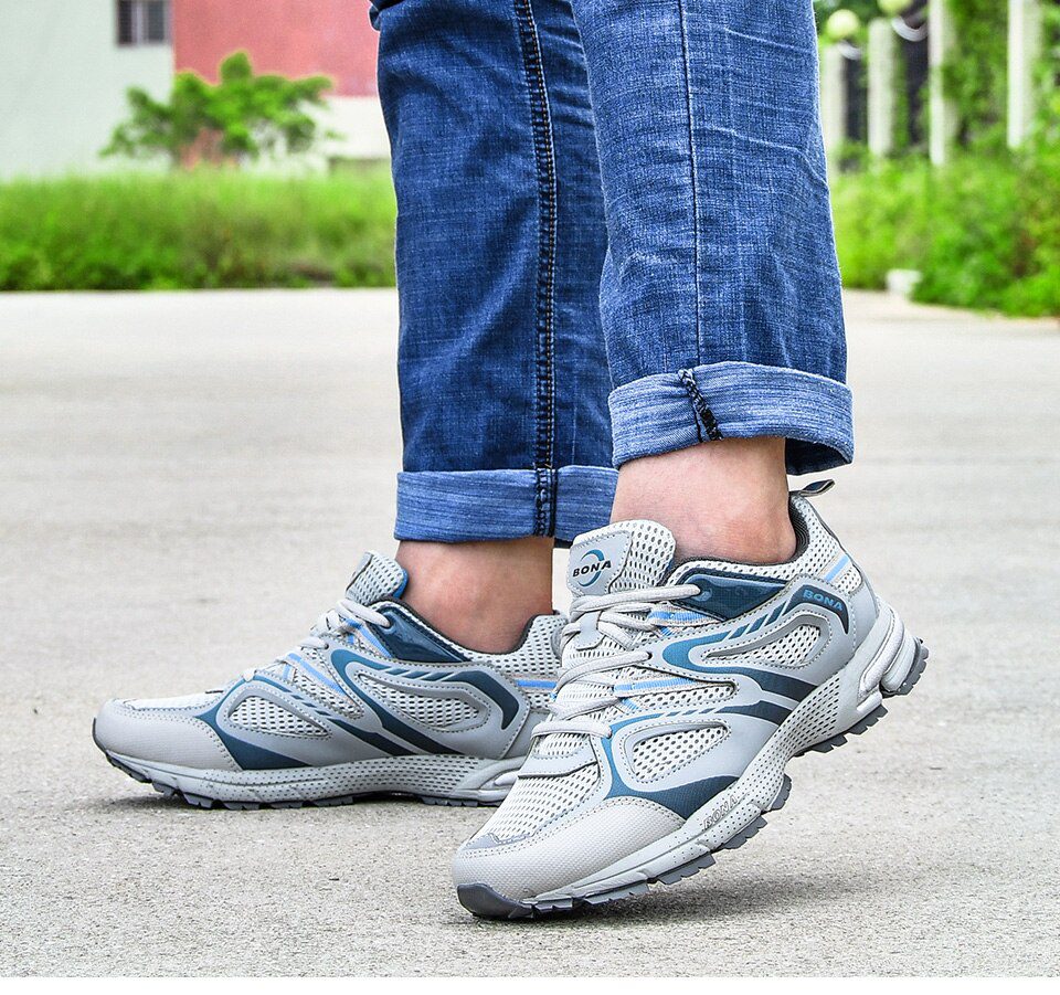 BONA New Arrival Classics Style Men Running Shoes Cow Split Mesh Men Sport Shoes Lace Up Outdoor Jogging Shoes Free Shipping BONA New Arrival Classics Style Men Running Shoes Cow Split Mesh Men Sport Shoes Lace Up Outdoor Jogging Shoes Free Shipping