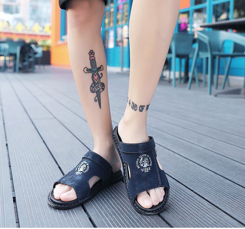 Big Size 47 Men Genuine Leather Sandals Summer Classic Men Shoes Slippers Soft Sandals Men Roman Comfortable Walking Footwea