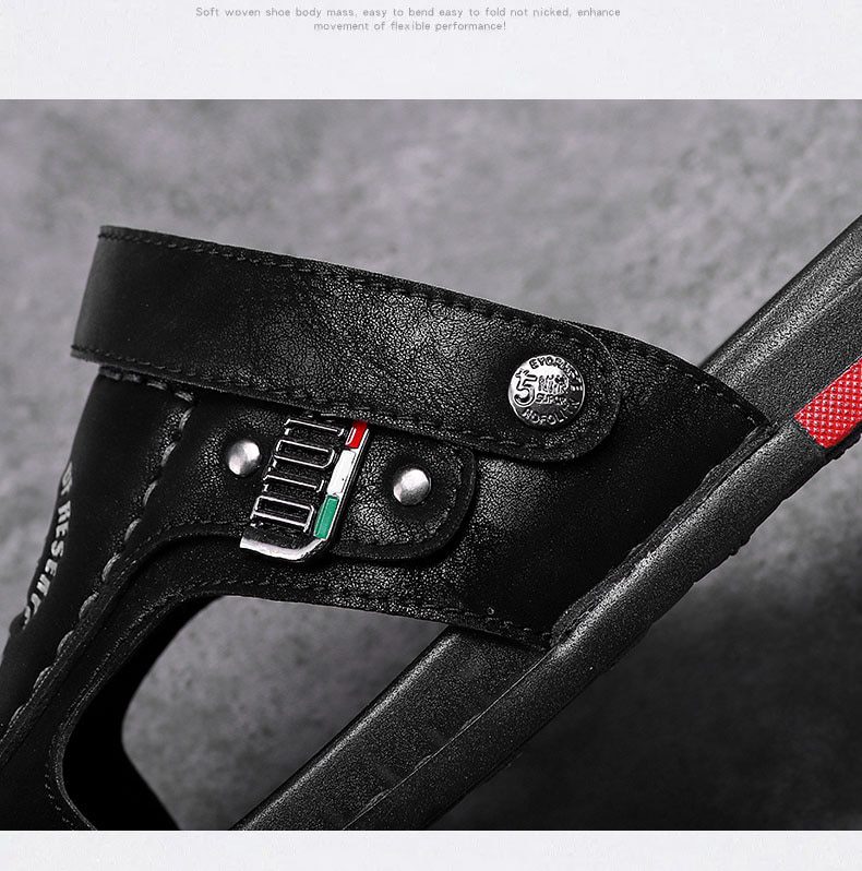 Big Size 47 Men Genuine Leather Sandals Summer Classic Men Shoes Slippers Soft Sandals Men Roman Comfortable Walking Footwea