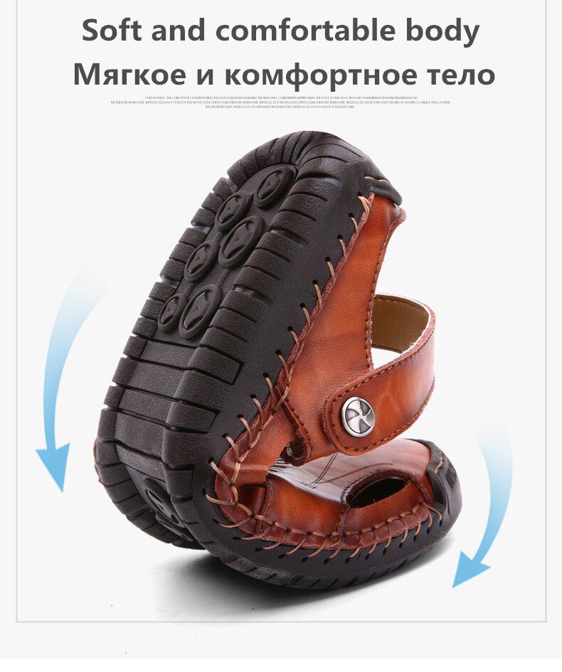 Summer Sandals Men Leather Classic Roman Sandals 2019 Slipper Outdoor Sneaker Beach Rubber Flip Flops Men Water Trekking Sandals