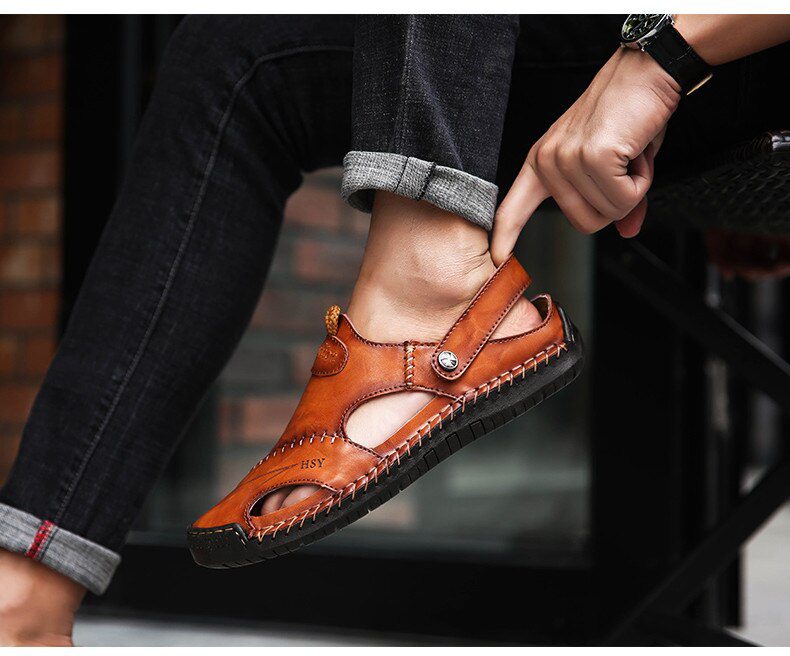 Summer Sandals Men Leather Classic Roman Sandals 2019 Slipper Outdoor Sneaker Beach Rubber Flip Flops Men Water Trekking Sandals