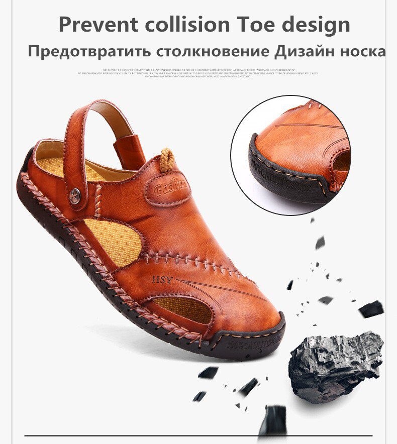 Summer Sandals Men Leather Classic Roman Sandals 2019 Slipper Outdoor Sneaker Beach Rubber Flip Flops Men Water Trekking Sandals