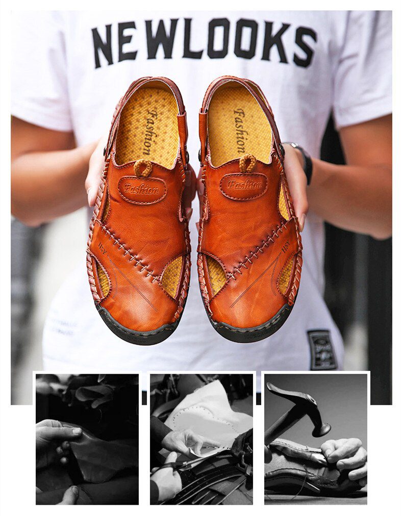 Summer Sandals Men Leather Classic Roman Sandals 2019 Slipper Outdoor Sneaker Beach Rubber Flip Flops Men Water Trekking Sandals