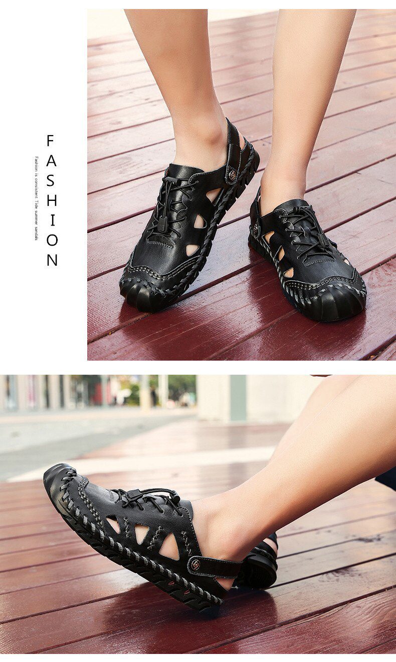 Summer Sandals Men Leather Classic Roman Sandals 2019 Slipper Outdoor Sneaker Beach Rubber Flip Flops Men Water Trekking Sandals