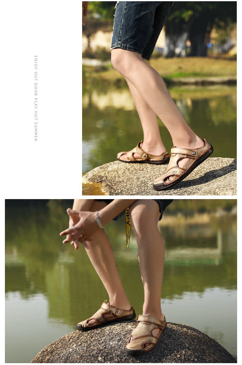 Summer Sandals Men Leather Classic Roman Sandals 2019 Slipper Outdoor Sneaker Beach Rubber Flip Flops Men Water Trekking Sandals