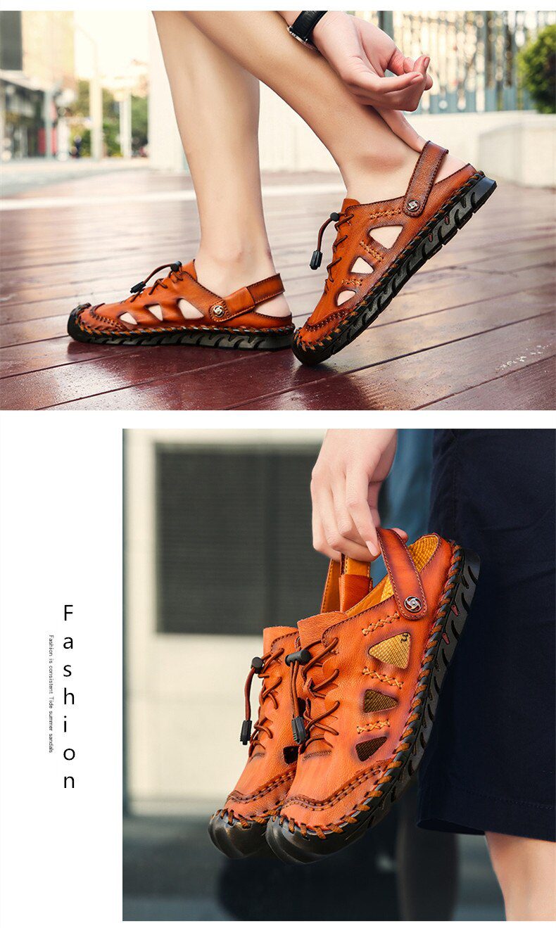 Summer Sandals Men Leather Classic Roman Sandals 2019 Slipper Outdoor Sneaker Beach Rubber Flip Flops Men Water Trekking Sandals