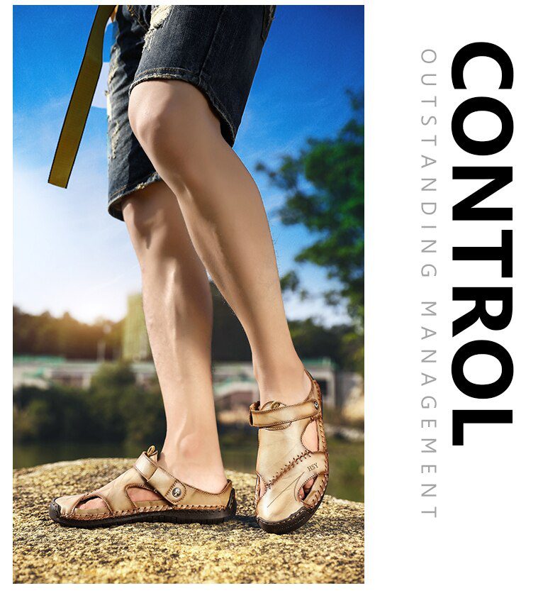 Summer Sandals Men Leather Classic Roman Sandals 2019 Slipper Outdoor Sneaker Beach Rubber Flip Flops Men Water Trekking Sandals