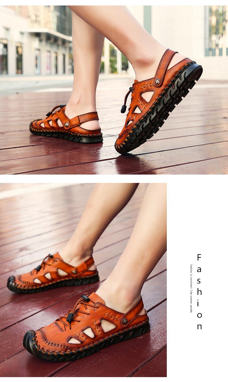 Summer Sandals Men Leather Classic Roman Sandals 2019 Slipper Outdoor Sneaker Beach Rubber Flip Flops Men Water Trekking Sandals