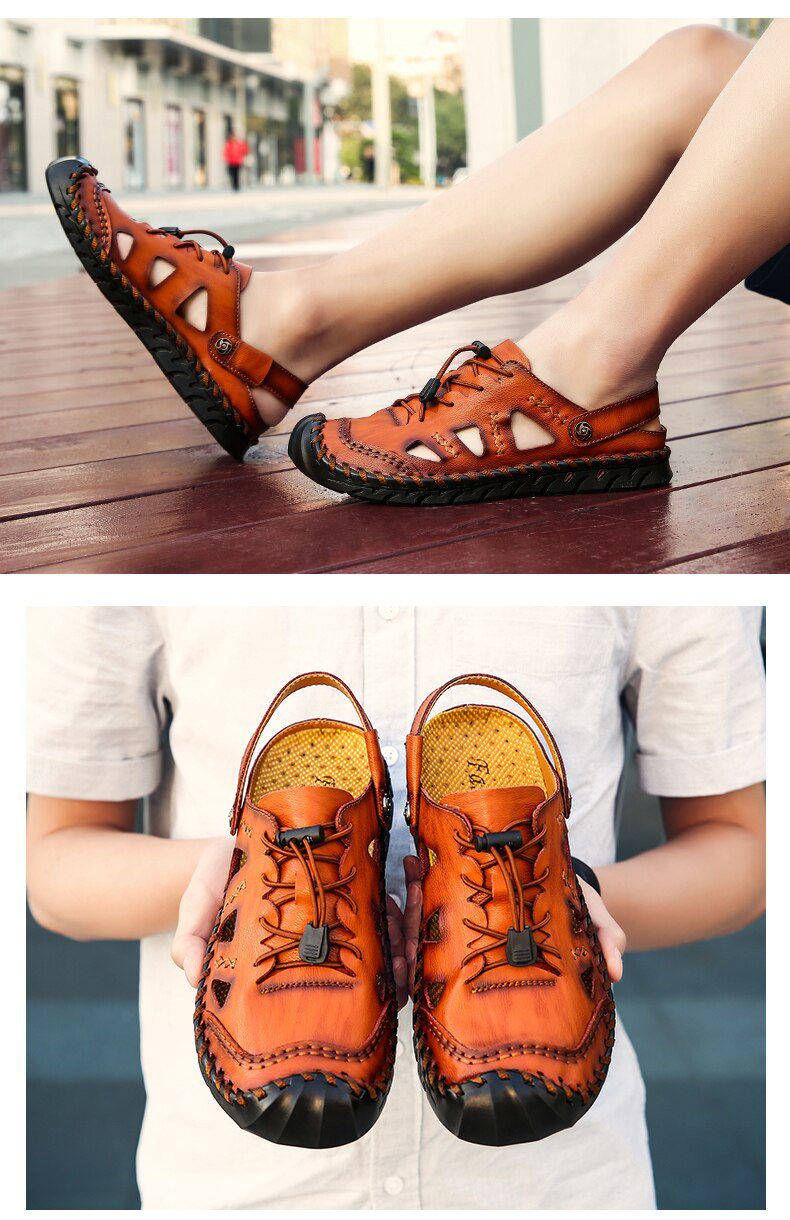 Summer Sandals Men Leather Classic Roman Sandals 2019 Slipper Outdoor Sneaker Beach Rubber Flip Flops Men Water Trekking Sandals