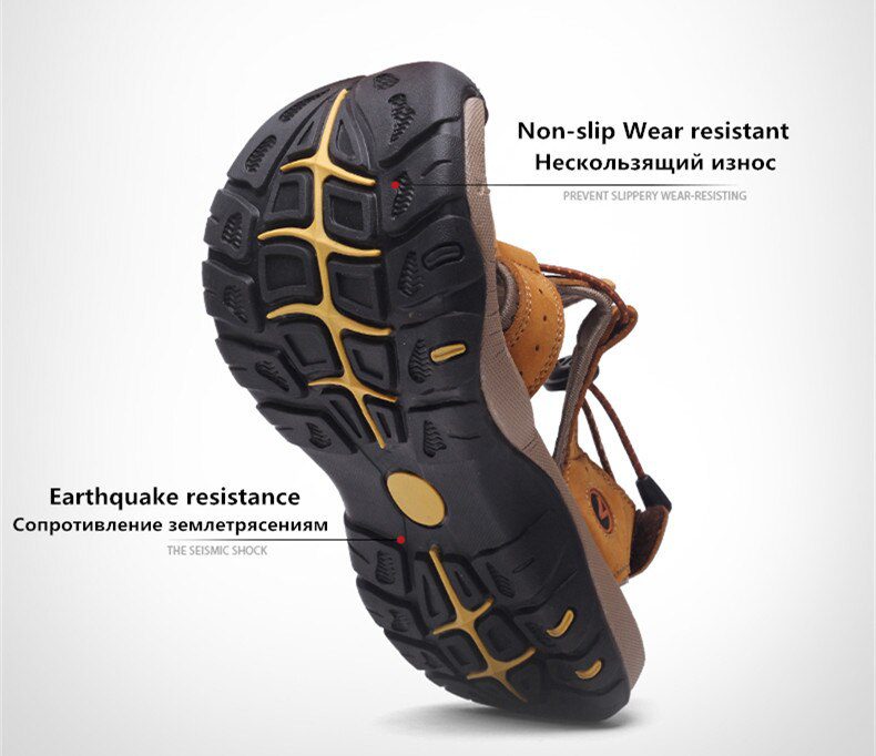 Vancat 2019 New Big Size Genuine Leather Cowhide Men Sandals Summer Quality Beach Slippers Casual Sneakers Outdoor Beach Shoes