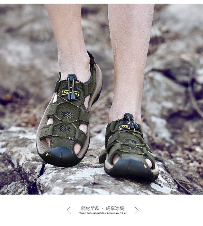 MIXIDELAI Genuine Leather Men Shoes Summer New Large Size Men's Sandals Men Sandals Fashion Sandals Slippers Big Size 38-47