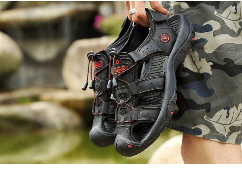 MIXIDELAI Genuine Leather Men Shoes Summer New Large Size Men's Sandals Men Sandals Fashion Sandals Slippers Big Size 38-47