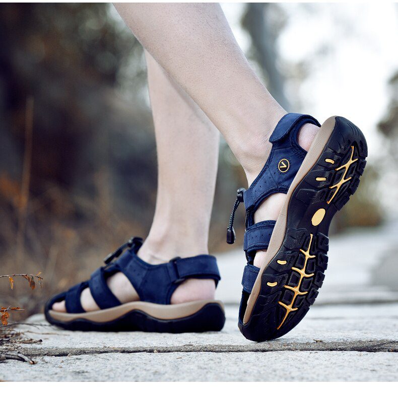 MIXIDELAI Genuine Leather Men Shoes Summer New Large Size Men's Sandals Men Sandals Fashion Sandals Slippers Big Size 38-47