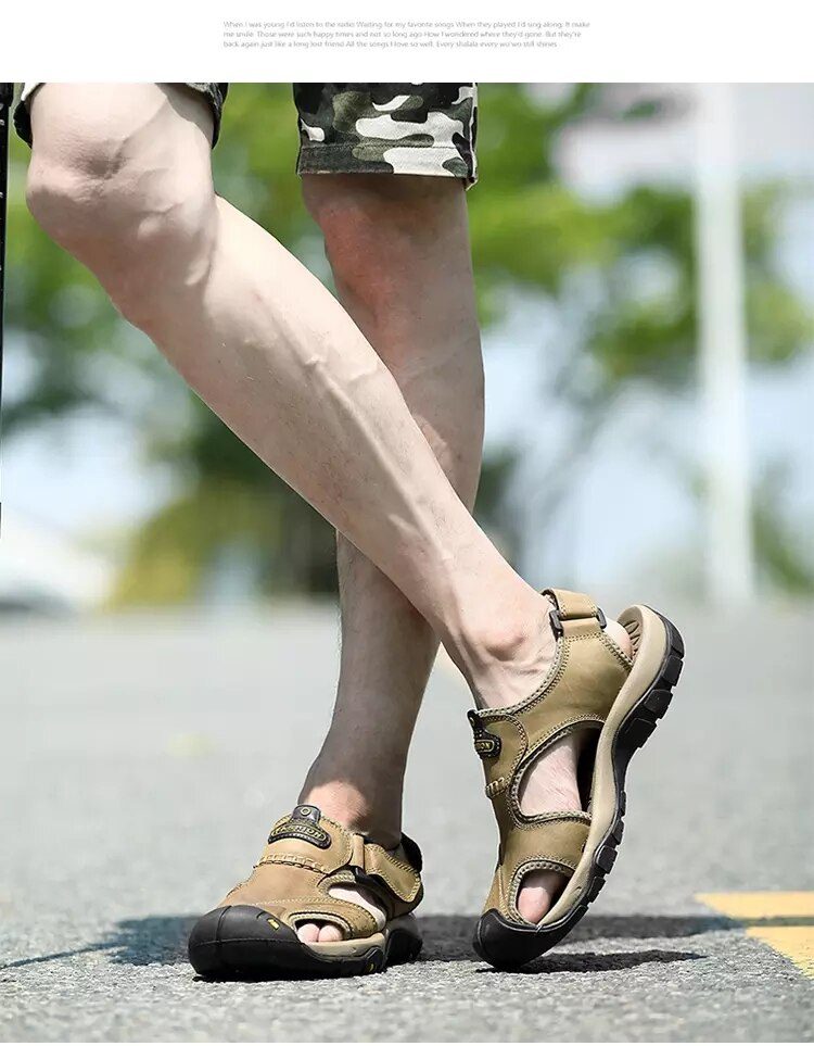 MIXIDELAI Genuine Leather Men Shoes Summer New Large Size Men's Sandals Men Sandals Fashion Sandals Slippers Big Size 38-47