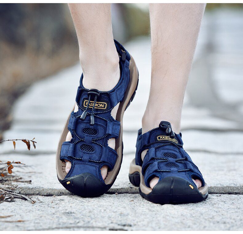 MIXIDELAI Genuine Leather Men Shoes Summer New Large Size Men's Sandals Men Sandals Fashion Sandals Slippers Big Size 38-47