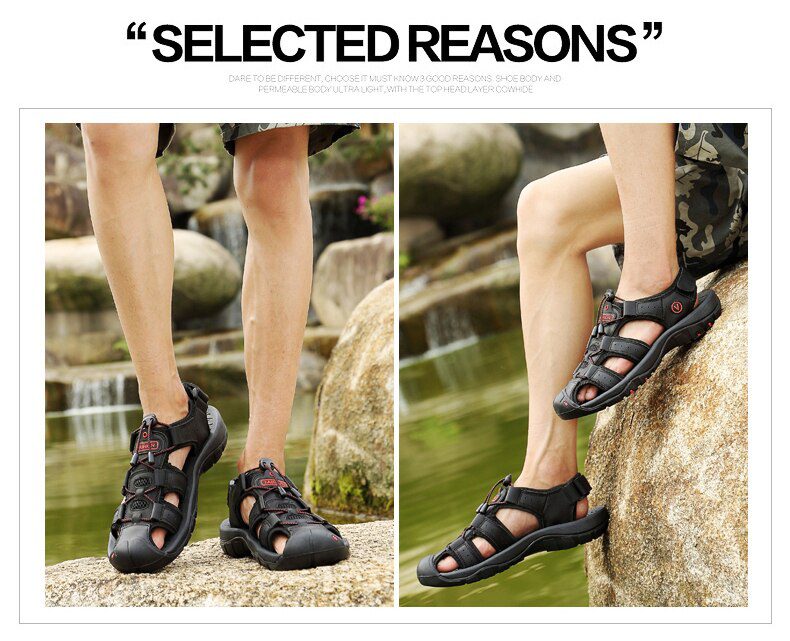 MIXIDELAI Genuine Leather Men Shoes Summer New Large Size Men's Sandals Men Sandals Fashion Sandals Slippers Big Size 38-47