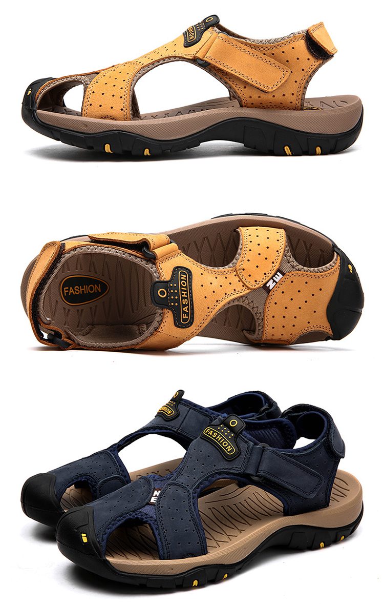 Summer Men's Sandals Breathable Genuine Leather Outdoor Sandals Men's Plus Size Summer Casual Shoes Men Beach Sandals Hot Sale