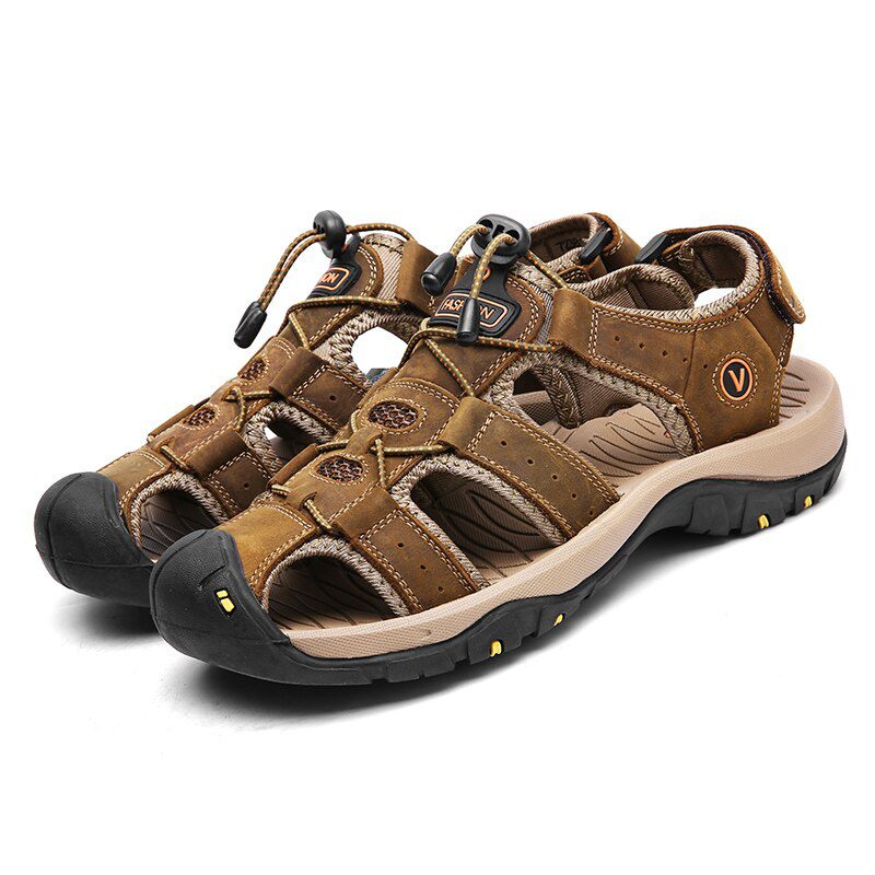 Summer Men's Sandals Breathable Genuine Leather Outdoor Sandals Men's Plus Size Summer Casual Shoes Men Beach Sandals Hot Sale