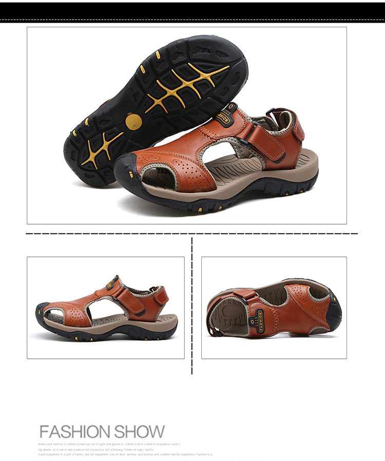 Summer Men's Sandals Breathable Genuine Leather Outdoor Sandals Men's Plus Size Summer Casual Shoes Men Beach Sandals Hot Sale