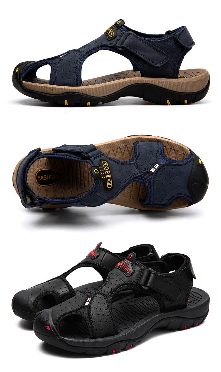 Summer Men's Sandals Breathable Genuine Leather Outdoor Sandals Men's Plus Size Summer Casual Shoes Men Beach Sandals Hot Sale