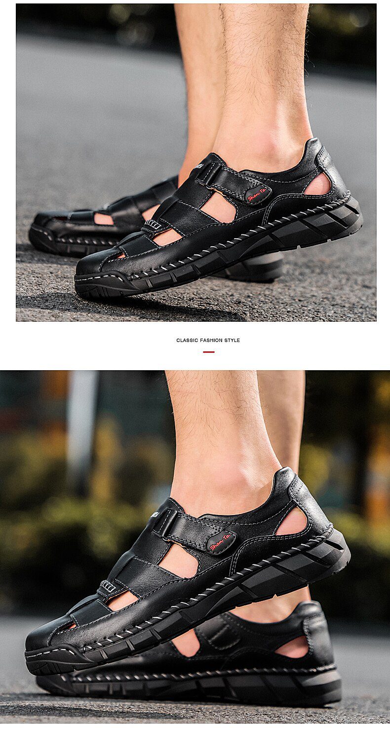 2020 Classic Mens Sandals Summer Genuine Leather Sandals Men Outdoor Casual Lightweight Sandal Fashion Men Slipper Size 38-48