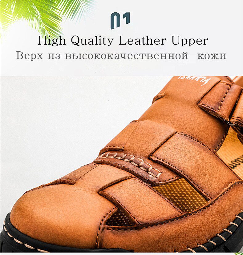 2020 Classic Mens Sandals Summer Genuine Leather Sandals Men Outdoor Casual Lightweight Sandal Fashion Men Slipper Size 38-48