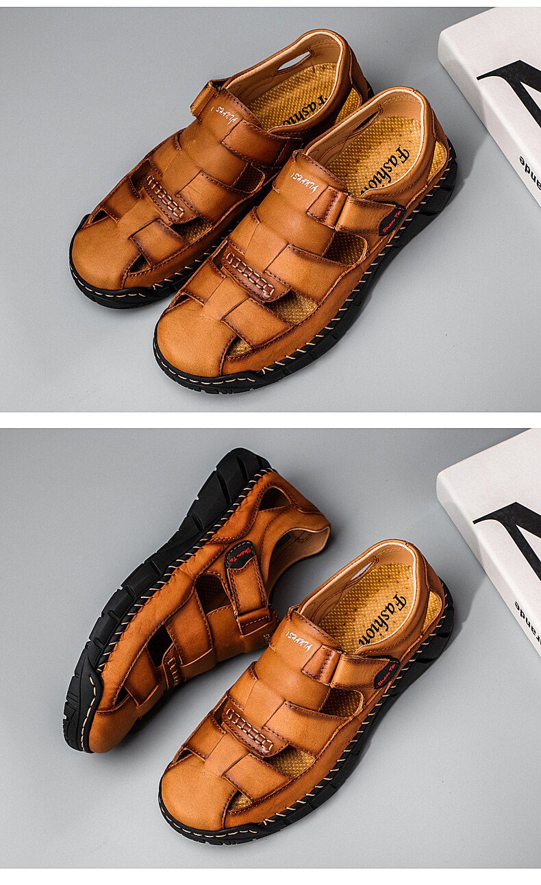 2020 Classic Mens Sandals Summer Genuine Leather Sandals Men Outdoor Casual Lightweight Sandal Fashion Men Slipper Size 38-48