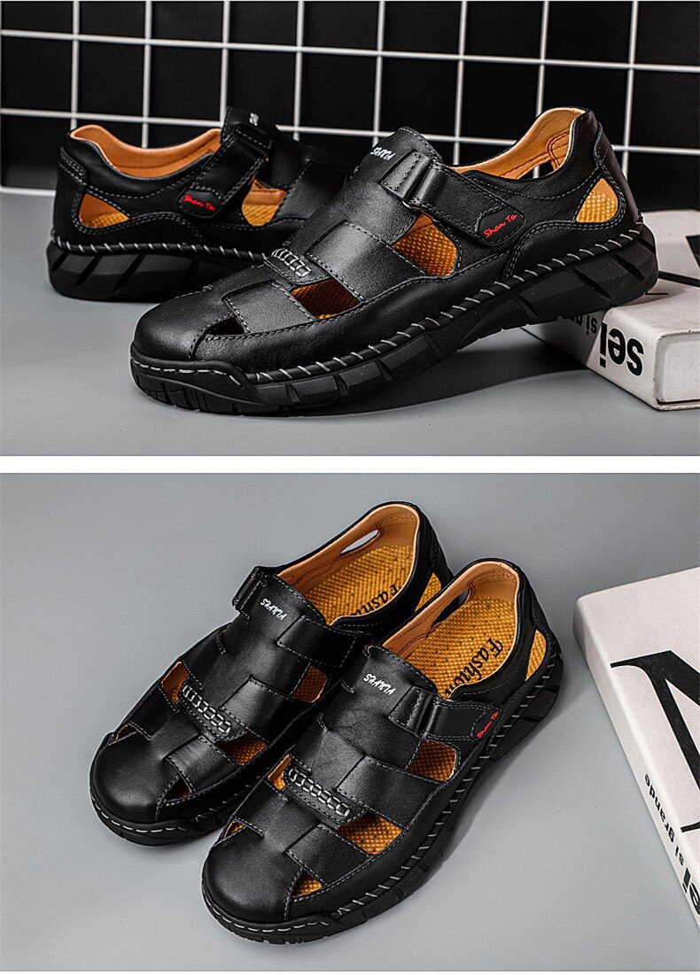 2020 Classic Mens Sandals Summer Genuine Leather Sandals Men Outdoor Casual Lightweight Sandal Fashion Men Slipper Size 38-48