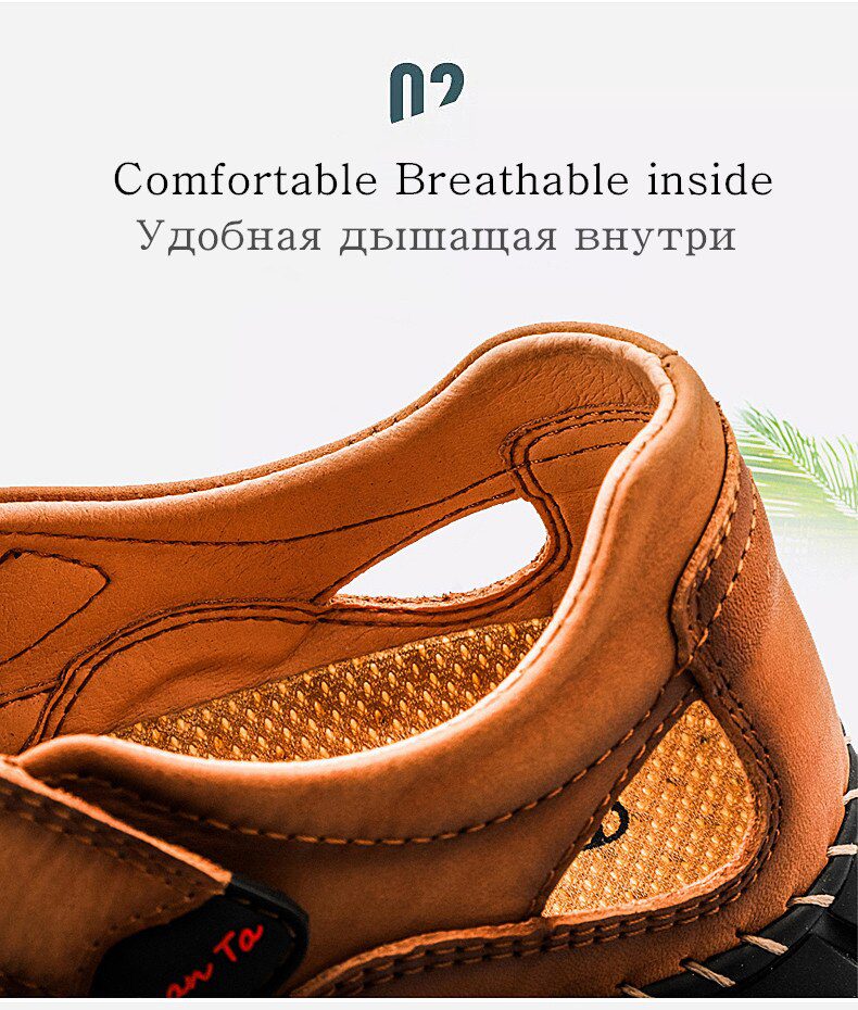 2020 Classic Mens Sandals Summer Genuine Leather Sandals Men Outdoor Casual Lightweight Sandal Fashion Men Slipper Size 38-48