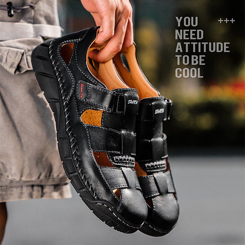 2020 Classic Mens Sandals Summer Genuine Leather Sandals Men Outdoor Casual Lightweight Sandal Fashion Men Slipper Size 38-48