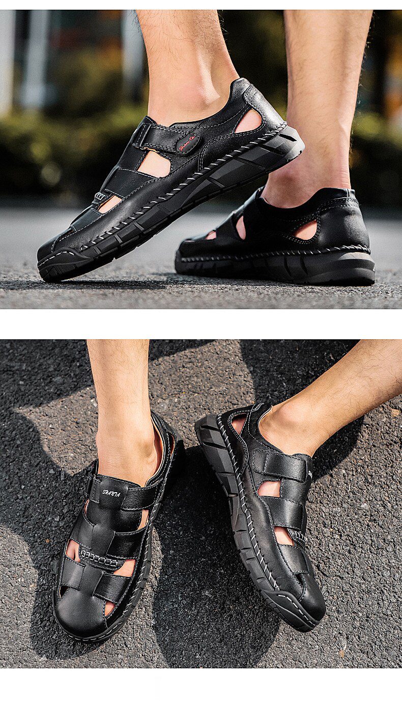 2020 Classic Mens Sandals Summer Genuine Leather Sandals Men Outdoor Casual Lightweight Sandal Fashion Men Slipper Size 38-48