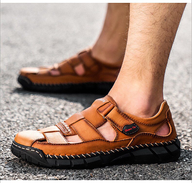 2020 Classic Mens Sandals Summer Genuine Leather Sandals Men Outdoor Casual Lightweight Sandal Fashion Men Slipper Size 38-48