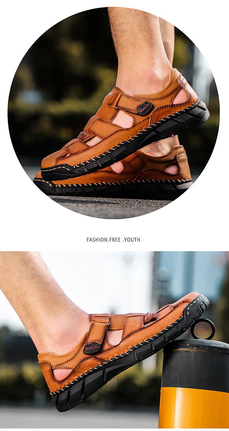 2020 Classic Mens Sandals Summer Genuine Leather Sandals Men Outdoor Casual Lightweight Sandal Fashion Men Slipper Size 38-48