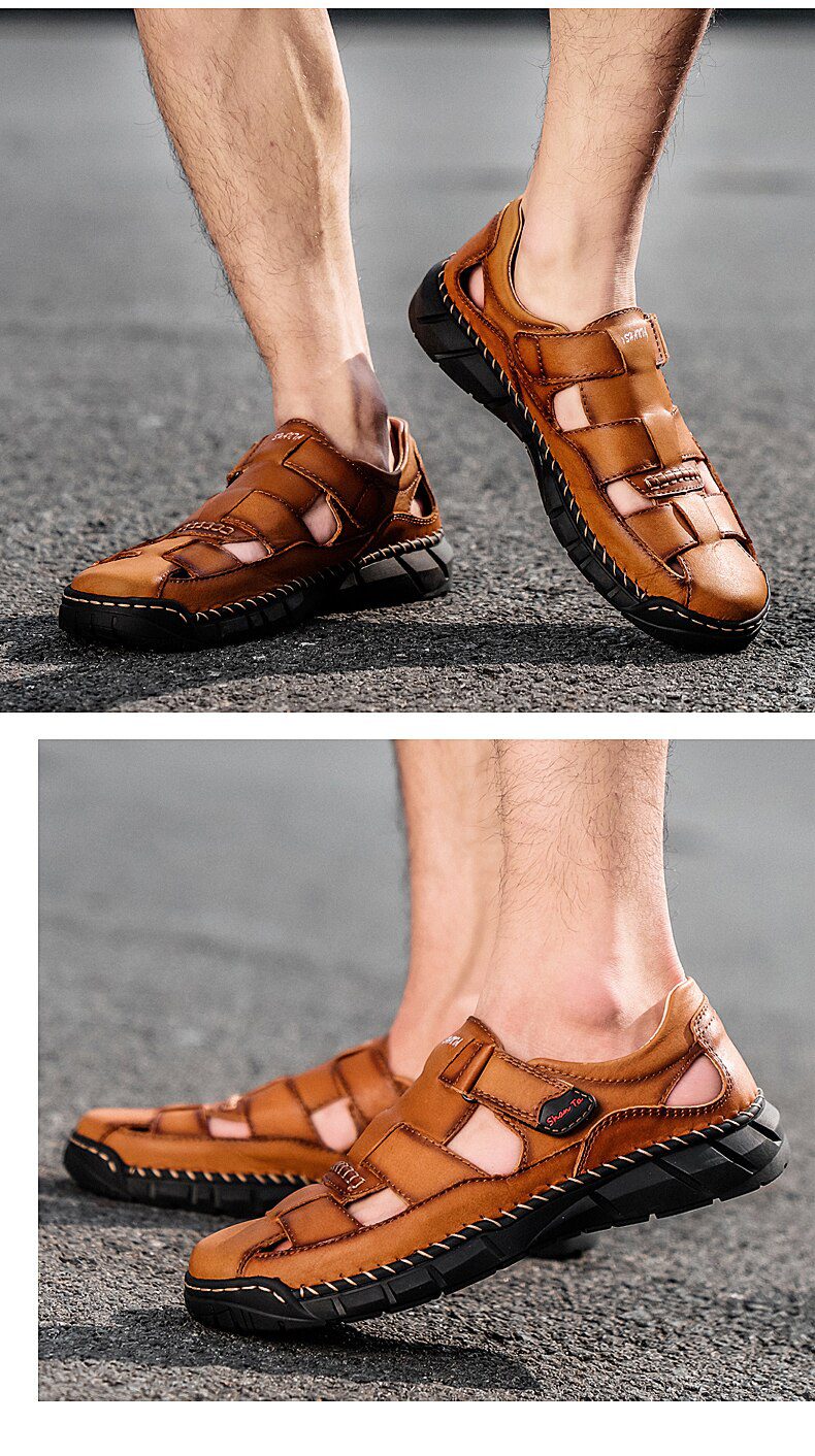 2020 Classic Mens Sandals Summer Genuine Leather Sandals Men Outdoor Casual Lightweight Sandal Fashion Men Slipper Size 38-48