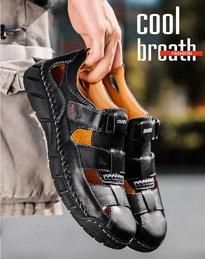 2020 Classic Mens Sandals Summer Genuine Leather Sandals Men Outdoor Casual Lightweight Sandal Fashion Men Slipper Size 38-48