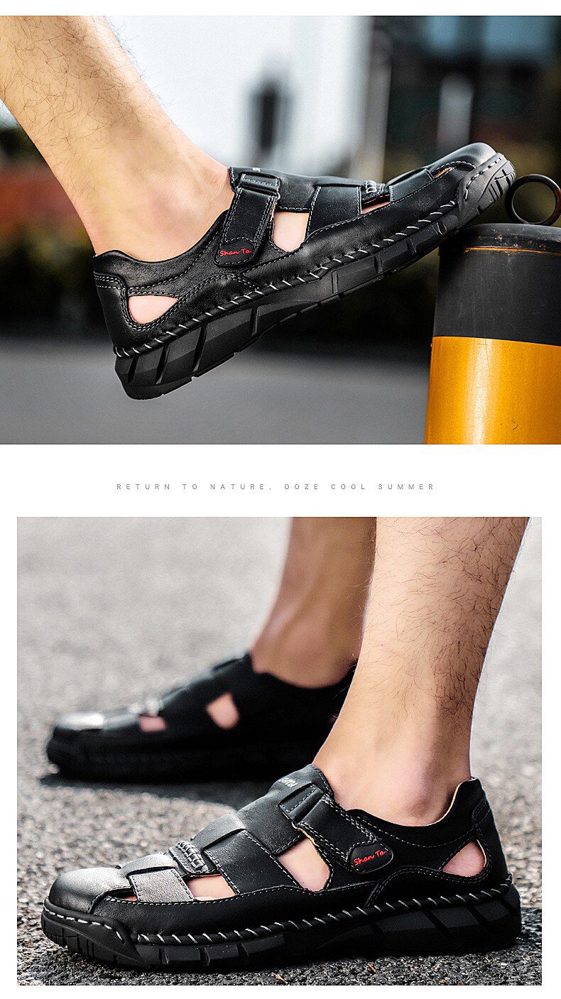 2020 Classic Mens Sandals Summer Genuine Leather Sandals Men Outdoor Casual Lightweight Sandal Fashion Men Slipper Size 38-48