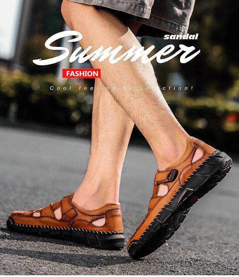 2020 Classic Mens Sandals Summer Genuine Leather Sandals Men Outdoor Casual Lightweight Sandal Fashion Men Slipper Size 38-48