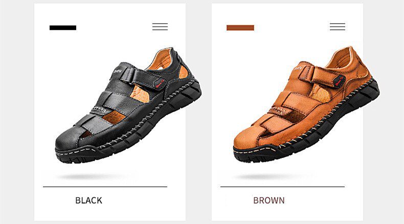 2020 Classic Mens Sandals Summer Genuine Leather Sandals Men Outdoor Casual Lightweight Sandal Fashion Men Slipper Size 38-48