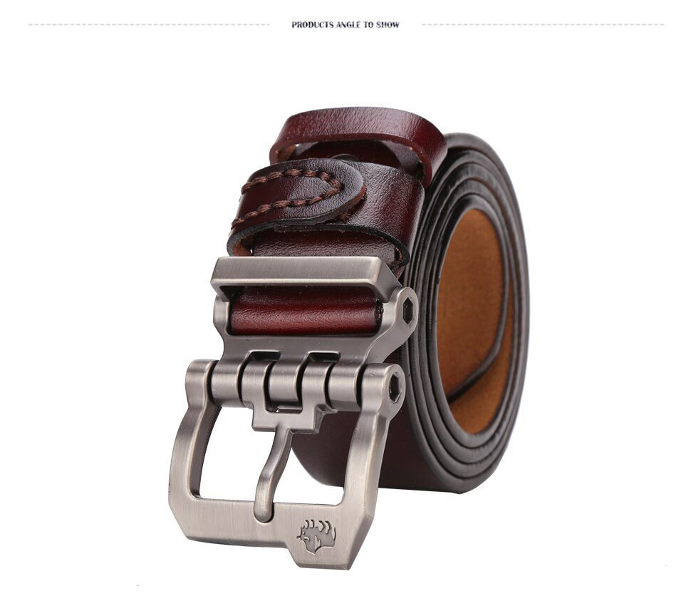 BISON DENIM Men Belt For Men Cowskin Genuine Leather Personality Men belt Buckle Quality Male Brown Strap Vintage Jeans N71223