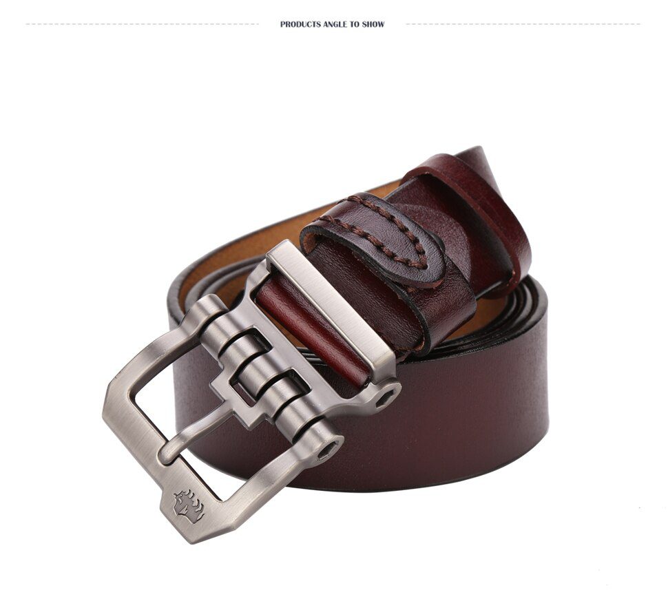 BISON DENIM Men Belt For Men Cowskin Genuine Leather Personality Men belt Buckle Quality Male Brown Strap Vintage Jeans N71223