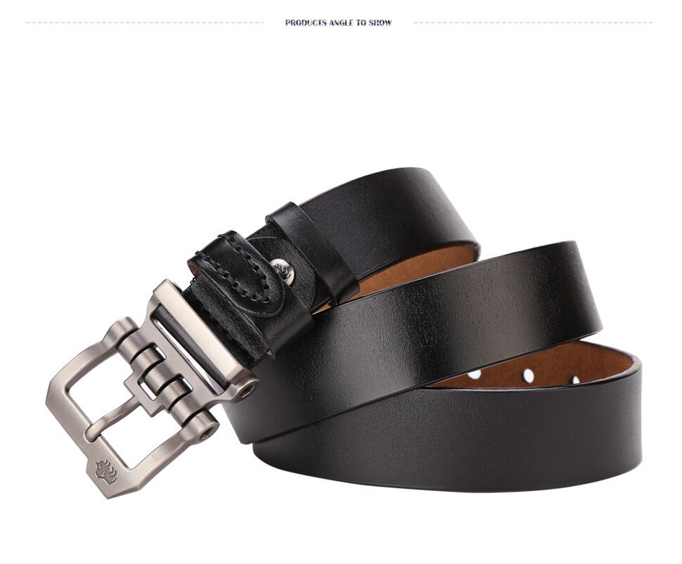 BISON DENIM Men Belt For Men Cowskin Genuine Leather Personality Men belt Buckle Quality Male Brown Strap Vintage Jeans N71223