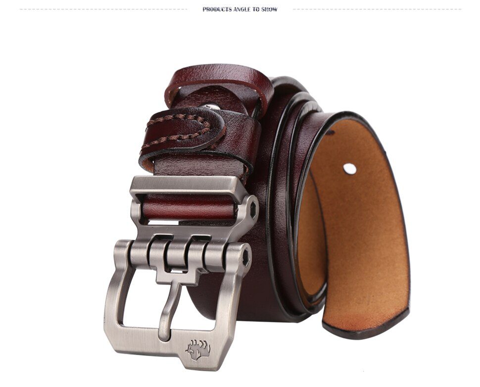 BISON DENIM Men Belt For Men Cowskin Genuine Leather Personality Men belt Buckle Quality Male Brown Strap Vintage Jeans N71223