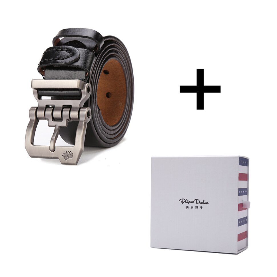 BISON DENIM Men Belt For Men Cowskin Genuine Leather Personality Men belt Buckle Quality Male Brown Strap Vintage Jeans N71223