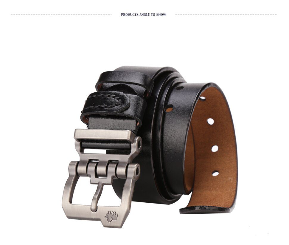 BISON DENIM Men Belt For Men Cowskin Genuine Leather Personality Men belt Buckle Quality Male Brown Strap Vintage Jeans N71223