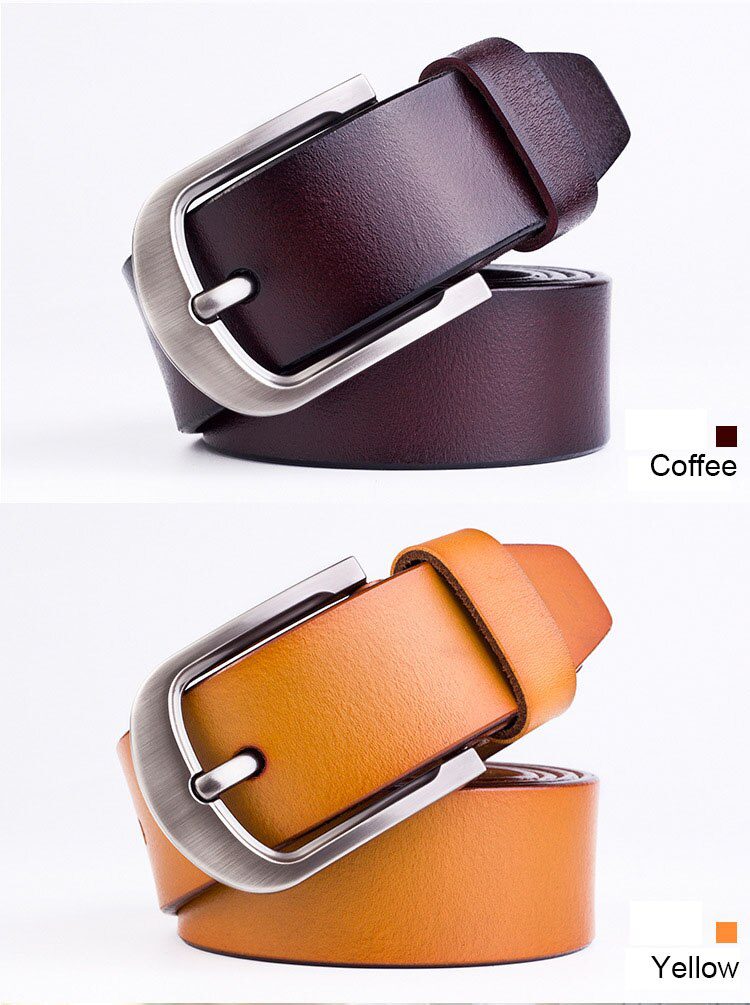 Schinteon Men Cowhide Genuine Leather Jean Pin Buckle Belt Casual Waist Strap High Quality Yellow Schinteon Men Cowhide Genuine Leather Jean Pin Buckle Belt Casual Waist Strap High Quality Yellow