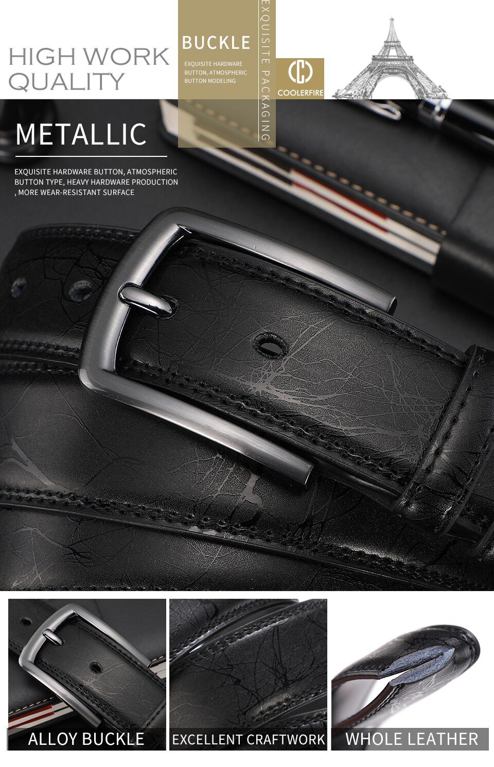 New Fashion Men's Genuine Leather Belts Designer Belt for Man Pin Buckle with Leather Strap Business Dress Male Belts HQ091