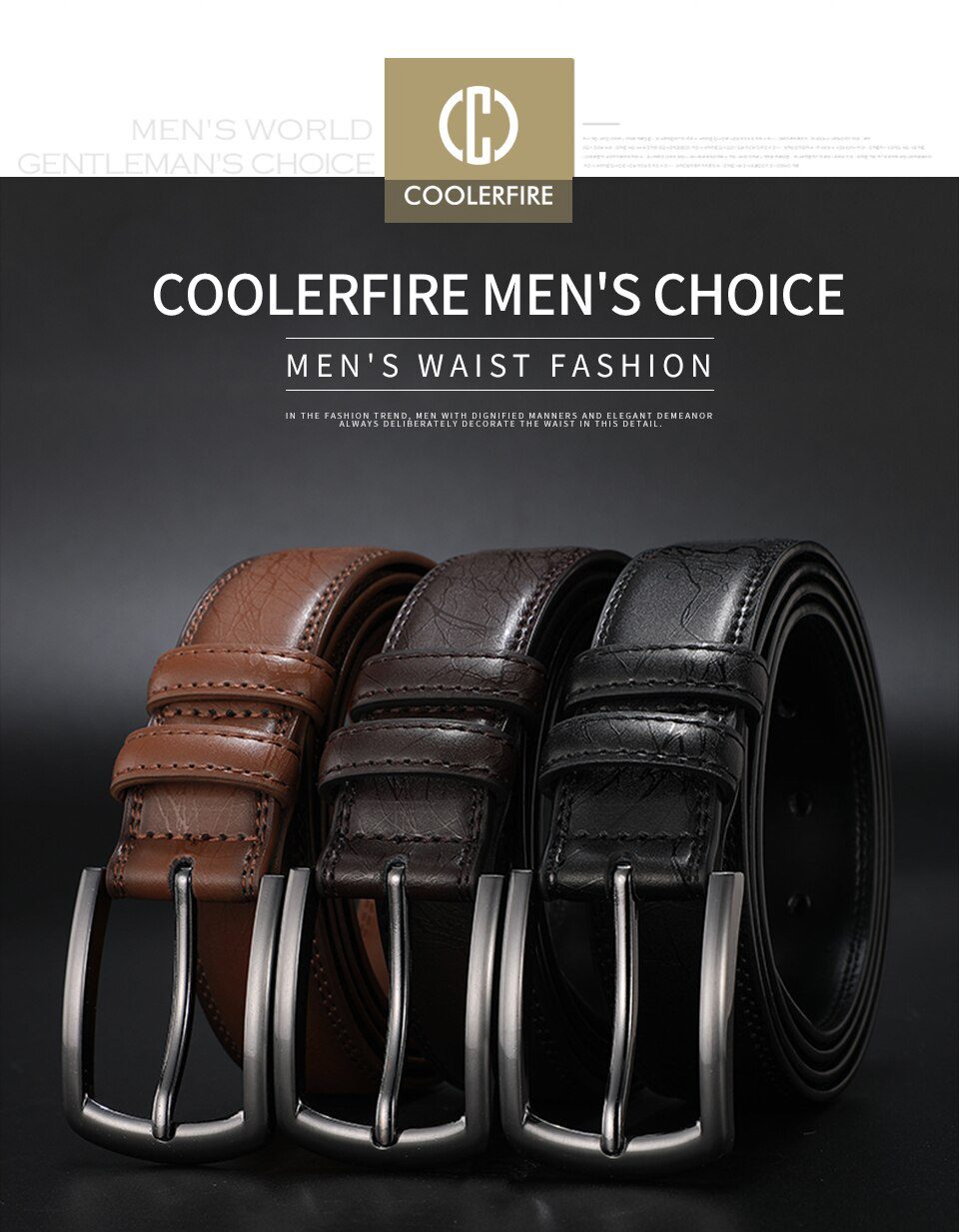 New Fashion Men's Genuine Leather Belts Designer Belt for Man Pin Buckle with Leather Strap Business Dress Male Belts HQ091